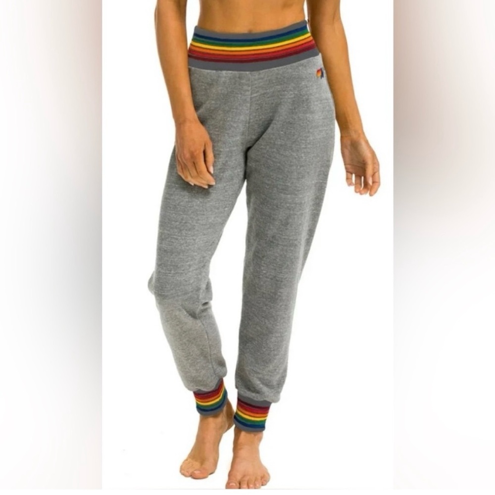 Aviator Nation Rainbow Rib Gray Sweatpants Large. Excellent pre-owned condition.